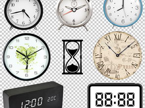 手繪卡通鬧鐘時鐘鐘表沙漏計時器PNG素材 箱包皮具設計中的創意應用